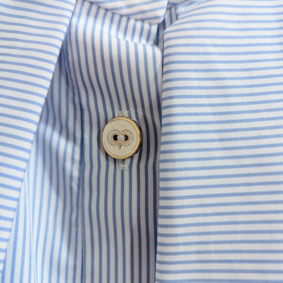 CAROLINE CONSTAS Like New Adrie Striped Ruffle Blouse L Blue White Sleeveless - Picture 10 of 14